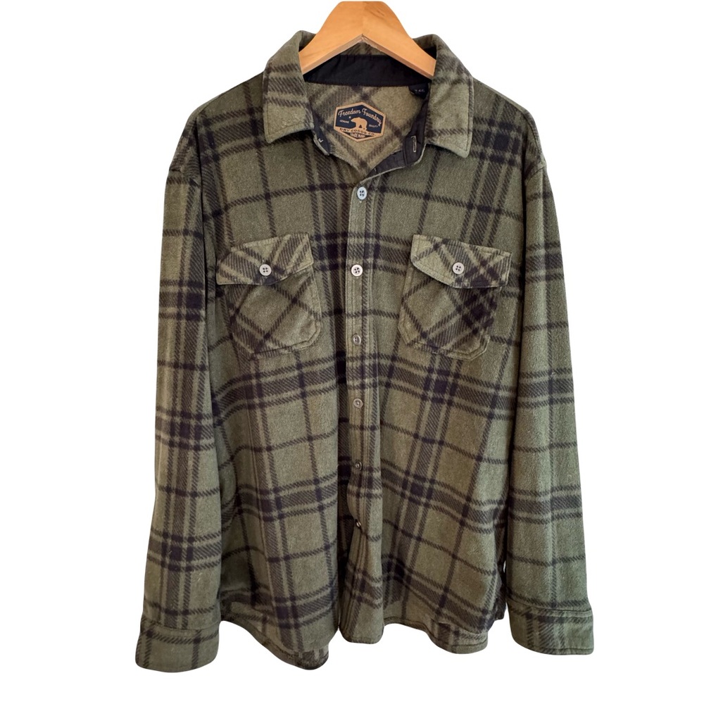 Freedom Foundry Plaid Flannel Shirt Green Black XL